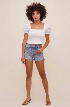 Hudson Puff Sleeve Top -Sundress Haven ACT15992E WHITE 1