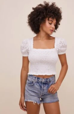 Hudson Puff Sleeve Top -Sundress Haven ACT15992E WHITE 3