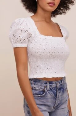 Hudson Puff Sleeve Top -Sundress Haven ACT15992E WHITE 4