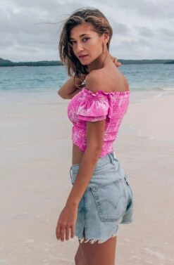 Bayou Floral Crop Top -Sundress Haven ACT15998B AZALEAPINKFLORAL 2