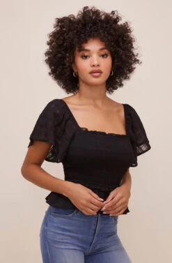 January Flutter Sleeve Top -Sundress Haven ACT16012B BLACK 2