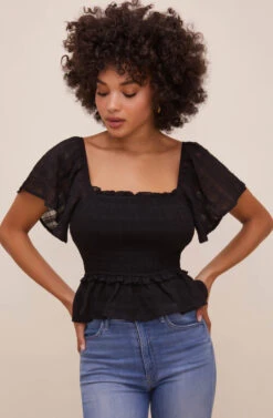 January Flutter Sleeve Top -Sundress Haven ACT16012B BLACK 3