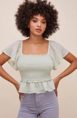 January Flutter Sleeve Top -Sundress Haven ACT16012B MINT 2 b175de97 2902 4b43 914f bfd96ffa8729