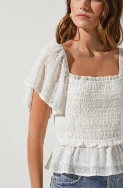 January Smocked Top -Sundress Haven ACT16012E OFFWHITE 3