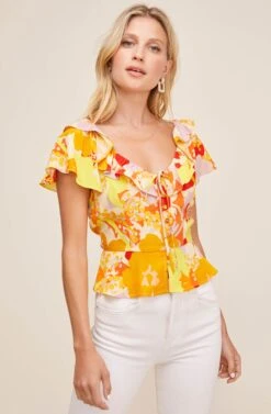Belize Floral Ruffle Top