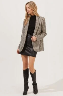 Harlow Houndstooth Oversized Blazer -Sundress Haven ACT16133B HAZELNUT BLACKHOUNDSTOOTH 1