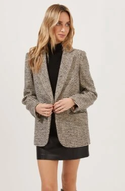 Harlow Houndstooth Oversized Blazer -Sundress Haven ACT16133B HAZELNUT BLACKHOUNDSTOOTH 2