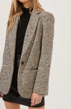 Harlow Houndstooth Oversized Blazer -Sundress Haven ACT16133B HAZELNUT BLACKHOUNDSTOOTH 4