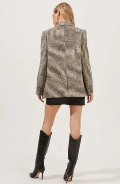 Harlow Houndstooth Oversized Blazer -Sundress Haven ACT16133B HAZELNUT BLACKHOUNDSTOOTH 5