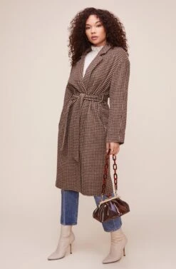 Roxanne Houndstooth Coat -Sundress Haven ACT16166 MOCHA MULTI 2
