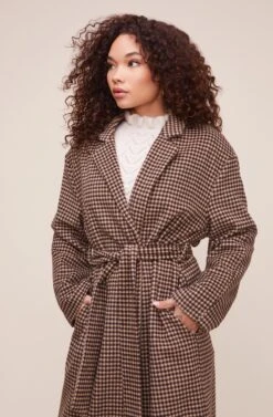 Roxanne Houndstooth Coat -Sundress Haven ACT16166 MOCHA MULTI 3