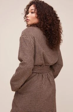 Roxanne Houndstooth Coat -Sundress Haven ACT16166 MOCHA MULTI 5