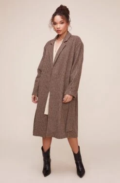 Roxanne Houndstooth Coat -Sundress Haven ACT16166 MOCHA MULTI 6
