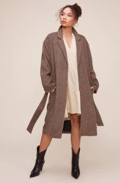 Roxanne Houndstooth Coat -Sundress Haven ACT16166 MOCHA MULTI 7