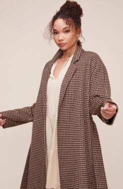 Roxanne Houndstooth Coat -Sundress Haven ACT16166 MOCHA MULTI 8