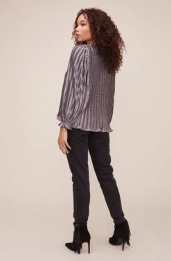 Holly Pleated Top 16 Holly Pleated Top -Sundress Haven ACT16226 STEEL 4