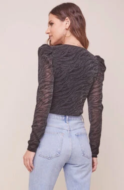 Wild Night Animal Print Bodysuit -Sundress Haven ACT16272 BLK SILVERANIMAL 5 2