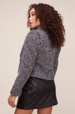 Perla Tweed Knit Blazer -Sundress Haven ACT16274 BLACK WHITE 5