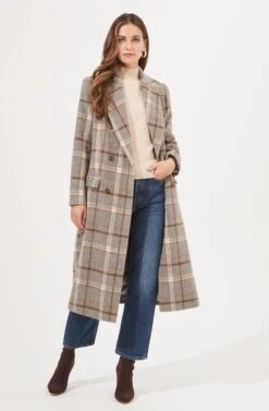 Raquel Plaid Double Breasted Coat -Sundress Haven ACT16283B GREY BROWNPLAID 1