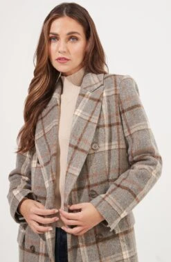 Raquel Plaid Double Breasted Coat -Sundress Haven ACT16283B GREY BROWNPLAID 3