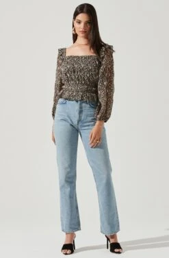 Elva Floral Ruffle Top -Sundress Haven ACT16317B BLACK FUCHSIAMULTI 1