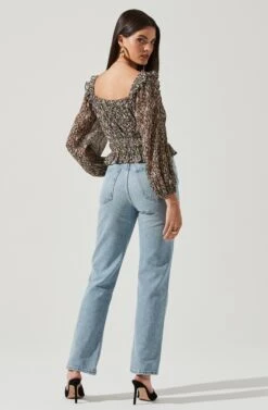 Elva Floral Ruffle Top -Sundress Haven ACT16317B BLACK FUCHSIAMULTI 3