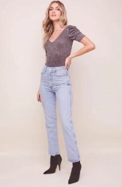 Deidra Puff Sleeve Bodysuit -Sundress Haven ACT16405 PINK BLACK 2