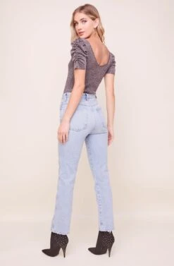 Deidra Puff Sleeve Bodysuit -Sundress Haven ACT16405 PINK BLACK 3