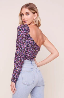 Isolde One Shoulder Bodysuit -Sundress Haven ACT16445R004 PURPLE NAVYMULTI 4