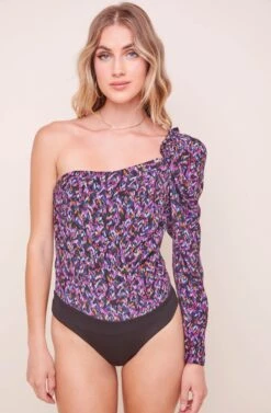 Isolde One Shoulder Bodysuit -Sundress Haven ACT16445R004 PURPLE NAVYMULTI 5