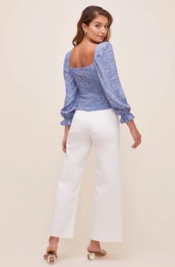 Tonina Floral Square Neck Top -Sundress Haven ACT16469 BLUEIVORYFLORAL 5