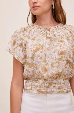 Kitt Floral Back Tie Top 7 Kitt Floral Back Tie Top -Sundress Haven ACT16481 OFFWHITETAUPEFLORAL 4