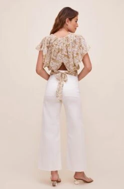 Kitt Floral Back Tie Top 8 Kitt Floral Back Tie Top -Sundress Haven ACT16481 OFFWHITETAUPEFLORAL 5