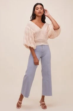 Ginny Floral Smocked Puff Sleeve Top -Sundress Haven ACT16562 CREAMFLORAL 2