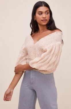 Ginny Floral Smocked Puff Sleeve Top -Sundress Haven ACT16562 CREAMFLORAL 3