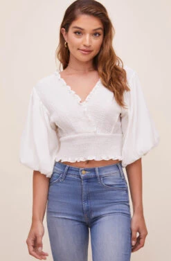 Ginny Smocked Bubble Sleeve Top