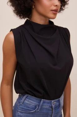 Remi Mock Neck Sleeveless Bodysuit -Sundress Haven ACT16564 BLACK 6