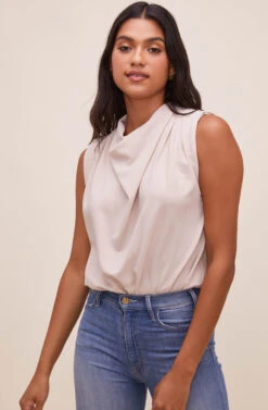 Remi Mock Neck Sleeveless Bodysuit -Sundress Haven ACT16564 SAND 3