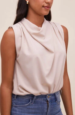 Remi Mock Neck Sleeveless Bodysuit -Sundress Haven ACT16564 SAND 4