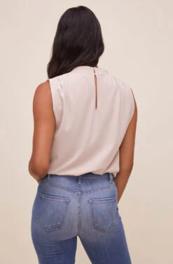 Remi Mock Neck Sleeveless Bodysuit -Sundress Haven ACT16564 SAND 6