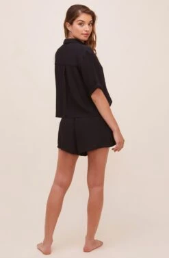 Chrysanthe Short Sleeve Button Up Top 20 Chrysanthe Short Sleeve Button Up Top -Sundress Haven ACT16584 BLACK 5