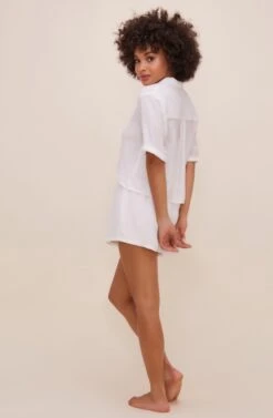 Chrysanthe Short Sleeve Button Up Top 14 Chrysanthe Short Sleeve Button Up Top -Sundress Haven ACT16584 WHITE 4