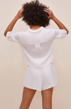 Chrysanthe Short Sleeve Button Up Top 16 Chrysanthe Short Sleeve Button Up Top -Sundress Haven ACT16584 WHITE 5