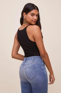 Denisse Ribbed Knit Bodysuit -Sundress Haven ACT16588 BLACK 7