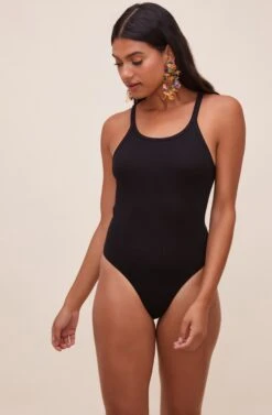Denisse Ribbed Knit Bodysuit -Sundress Haven ACT16588 BLACK 8