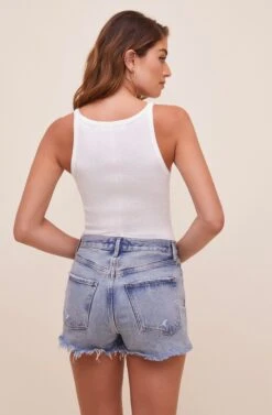 Denisse Ribbed Knit Bodysuit -Sundress Haven ACT16588 WHITE 8