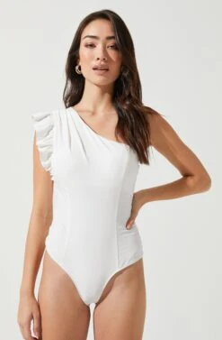 Sweet Summer One Shoulder Bodysuit -Sundress Haven ACT16594 WHITE 2