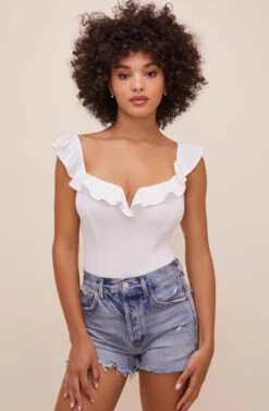 Lala Ruffle Bodysuit -Sundress Haven ACT16596 WHITE 3