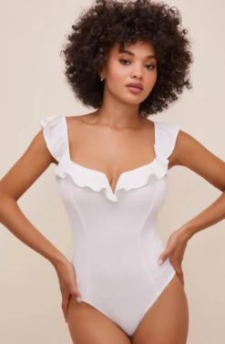 Lala Ruffle Bodysuit -Sundress Haven ACT16596 WHITE 9