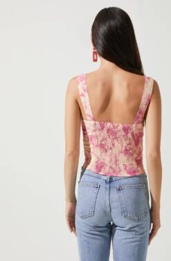 Kelis Tie Dye Corset Top -Sundress Haven ACT16675 PINKTIE DYE 4